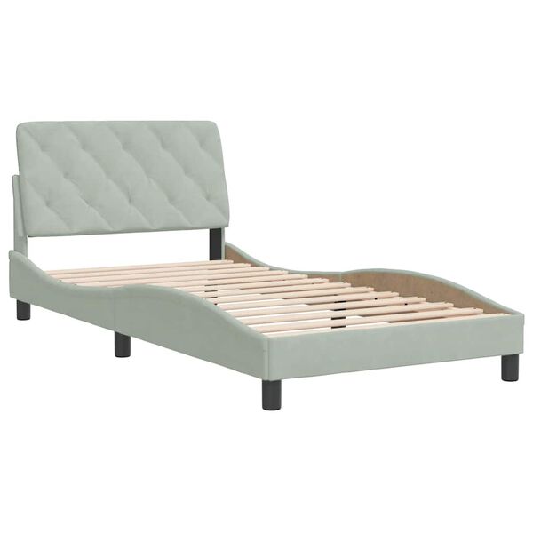 vidaXL Bed Frame without Mattress Light Grey 100x200 cm Velvet