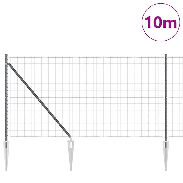 vidaXL St&auml;ngsel med stolpe Gr&aring; 1,4 x 10 m St&aring;l och PVC