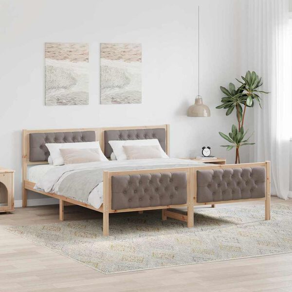 vidaXL S&auml;ngram med huvudgavel Taupe 160 x 200 cm Massiv furu