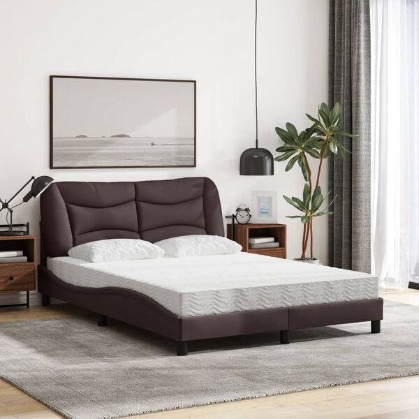 vidaXL Bed with Mattress "Hvar" Dark Brown 140x200 cm Fabric