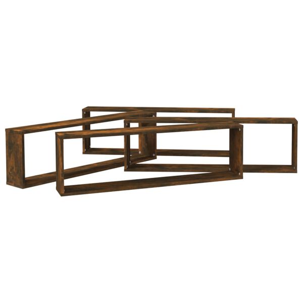 vidaXL Vägghyllor 4 st rökfärgad ek 100x15x30 cm konstruerat trä