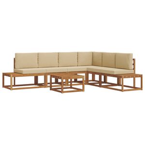 vidaXL Utomhussoffset med kudde 7 Stycke Naturlig och Beige