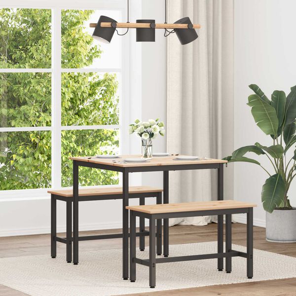 vidaXL Matbord Naturf&auml;rg 80 x 80 x 75 cm Massiv furu