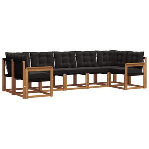 vidaXL Utomhussoffset med kudde 7 pcs Naturlig och svart