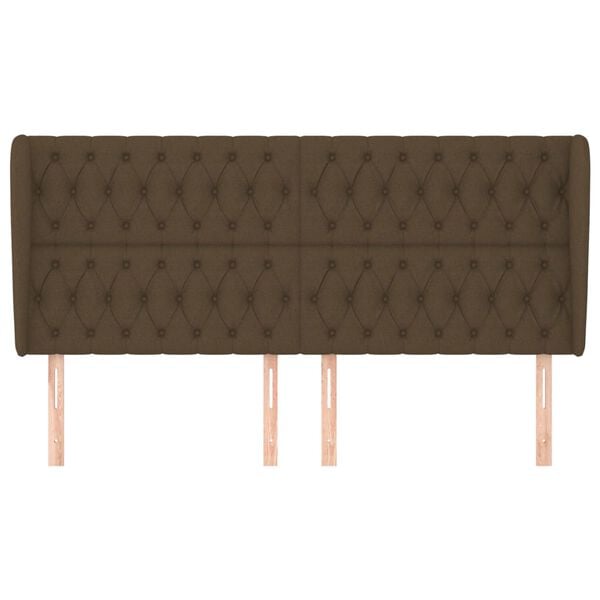 vidaXL S&auml;nggavel med kanter m&ouml;rkbrun 203x23x118/128 cm tyg