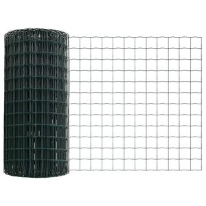 vidaXL Euro Staket med St&ouml;d 10 x 0,8 m PVC-belagda st&aring;l Gr&ouml;n Mesh