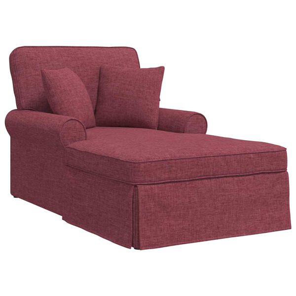vidaXL Chaise Lounge med Kjol med kudde Vinr&ouml;d 91 x 157 x 91 cm tyg