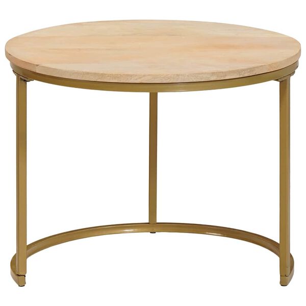 vidaXL Nesting Kaffe Bord 3 pcs Brun Massivt Mangotr&auml; och st&aring;l