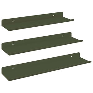 vidaXL Flytande hylla V&auml;ggmonterad 3 pcs Olivgr&ouml;n 40 x 9 x 2,5 cm St&aring;l
