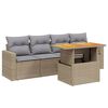 vidaXL Soffgrupp f&ouml;r tr&auml;dg&aring;rden med dynor 5 delar beige konstrotting