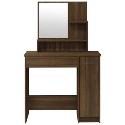 vidaXL Sminkbord med spegel brun ek 86,5x35x136 cm