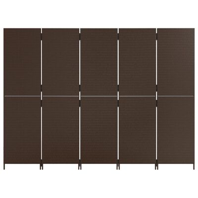 vidaXL Rumsavdelare 5 paneler brun konstrottning