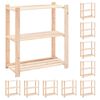 vidaXL F&ouml;rvaringshylla 3 hyllor 10 st 80x38x90 cm massiv furu 150 kg