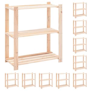 vidaXL F&ouml;rvaringshylla 3 hyllor 10 st 80x38x90 cm massiv furu 150 kg