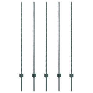 vidaXL Inb&auml;ddad staketpost 5 st Gr&ouml;n 180 cm Pulverlackerat st&aring;l