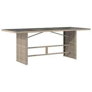 vidaXL Tr&auml;dg&aring;rdsbord med glasskiva ljusgr&aring; 190x80x74 cm konstrotting