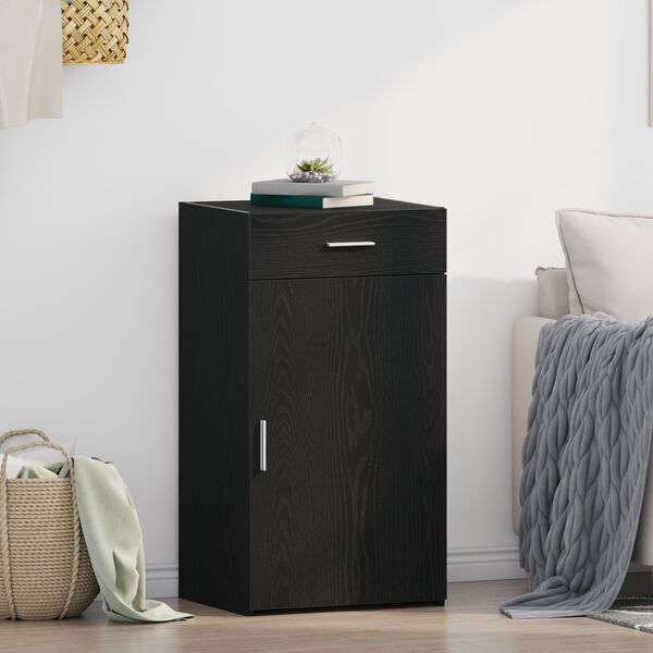 vidaXL Sideboard med l&aring;da Svart Ek 50 x 42,5 x 93 cm