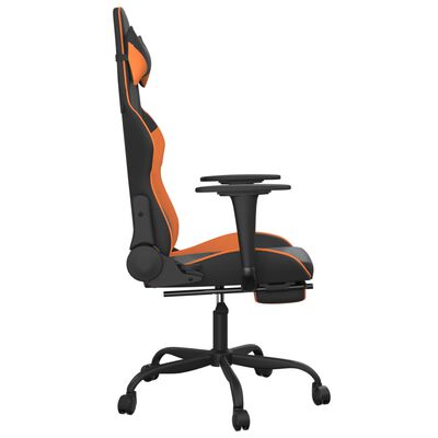 vidaXL Gamingstol med fotstöd svart och orange konstläder