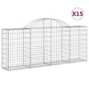 vidaXL Gabioner b&aring;gformade 15 st 200x30x80/100 cm galvaniserat j&auml;rn