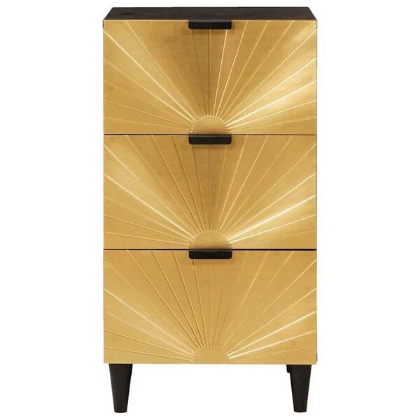 vidaXL Sideboard Svart och Guld 40 x 33 x 75 cm massivt mangoträ