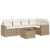 vidaXL Soffgrupp f&ouml;r tr&auml;dg&aring;rden med dynor 6 delar beige konstrotting