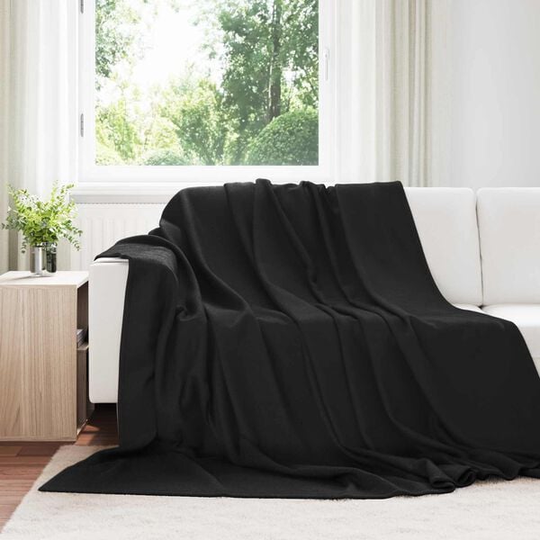 vidaXL Kastfilt Svart 240 x 220 cm Fleece