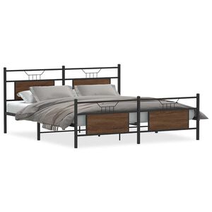 vidaXL S&auml;ngram utan madrass metall brun ek 160x200 cm