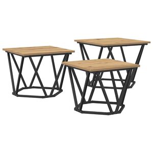 vidaXL Kaffeebord 3 pcs Artisan Ek Konstruerat tr&auml; och st&aring;l