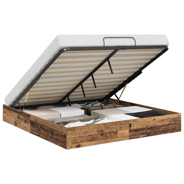 vidaXL Ottoman S&auml;ngram Gammalt tr&auml; 160 x 200 cm Konstruerat tr&auml;