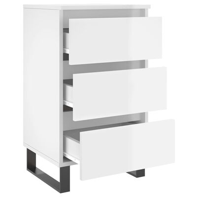 vidaXL Sängbord vit högglans 40x35x69 cm konstruerat trä