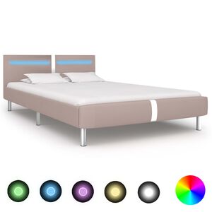 vidaXL S&auml;ngram med LEDs utan madrass cappuccino 120x200 cm