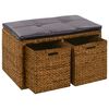 vidaXL B&auml;nk med 2 korgar sj&ouml;gr&auml;s 71x40x42 cm brun