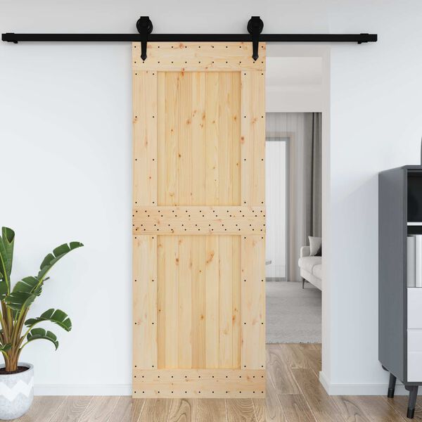 vidaXL D&ouml;rr NARVIK Naturf&auml;rg 85 x 210 cm Massiv furutr&auml;d&ouml;rr