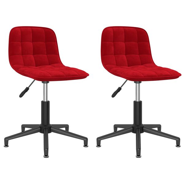 vidaXL Matstolar snurrbara 2 st vinr&ouml;d sammet