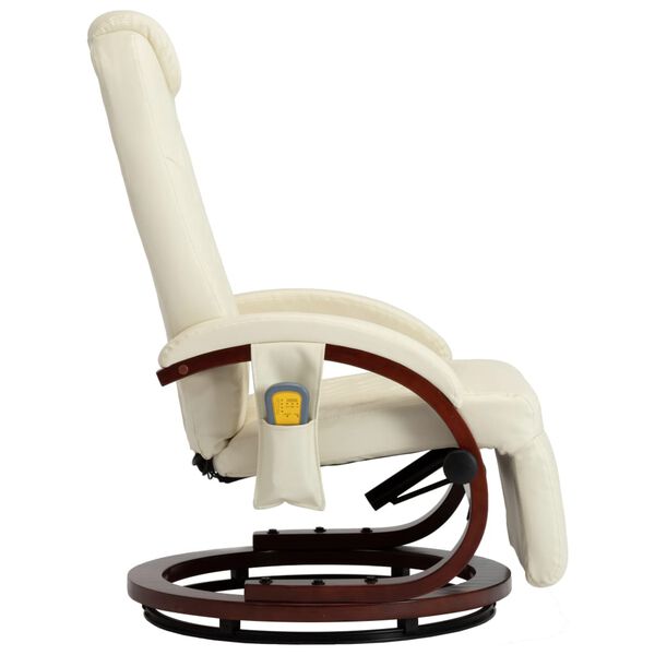 vidaXL Massagefåtölj gräddvit konstläder