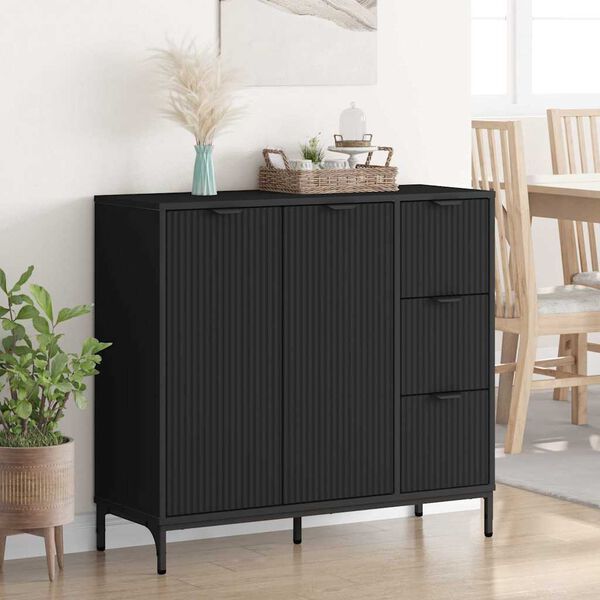 vidaXL Sideboard med l&aring;da Svart 89,5 x 33 x 82 cm Konstruerat tr&auml;