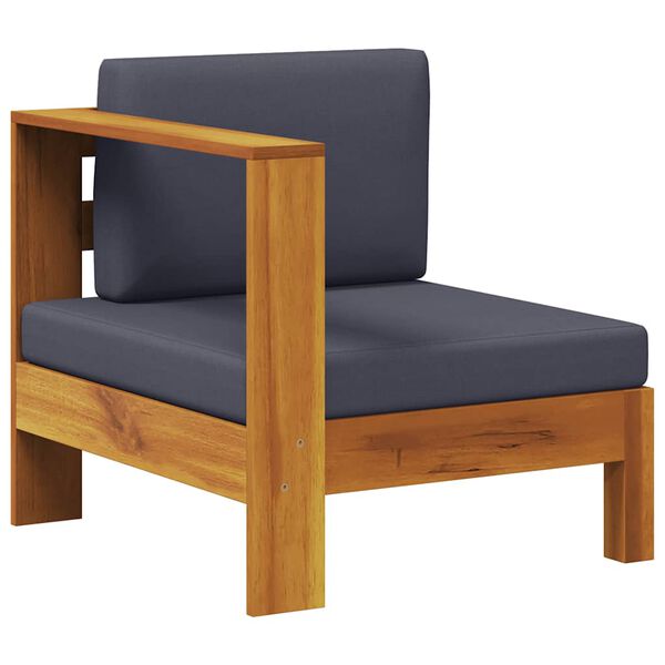 vidaXL Mittensits med 1 armstöd mörkgrå massivt akaciaträ