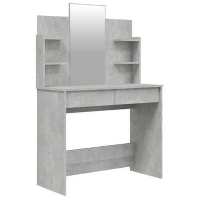 vidaXL Sminkbord med spegel betonggrå 96x40x142 cm