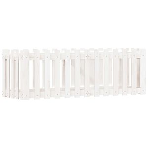 vidaXL Odlingsl&aring;da med staket-design vit 150x50x50 cm massiv furu