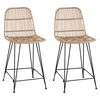 vidaXL Barpall 2 st Naturlig 44 x 54 x 96 cm Rattan och St&aring;l