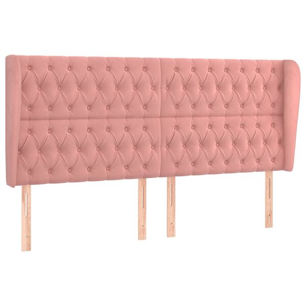 vidaXL Sänggavel med kanter rosa 203x23x118/128 cm sammet