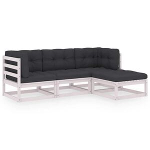 vidaXL Loungegrupp med dynor 4 delar massiv furu