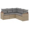 vidaXL Soffgrupp f&ouml;r tr&auml;dg&aring;rden med dynor 5 delar beige konstrotting