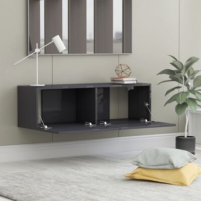 vidaXL TV-bänk grå högglans 100x30x30 cm konstruerat trä