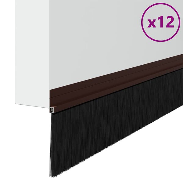 vidaXL Sj&auml;lvh&auml;ftande d&ouml;rrborstlist 12 pcs Brun 100 cm
