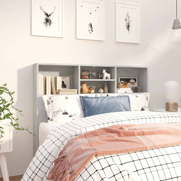 vidaXL S&auml;nggavel med f&ouml;rvaring betonggr&aring; 120x19x103,5 cm