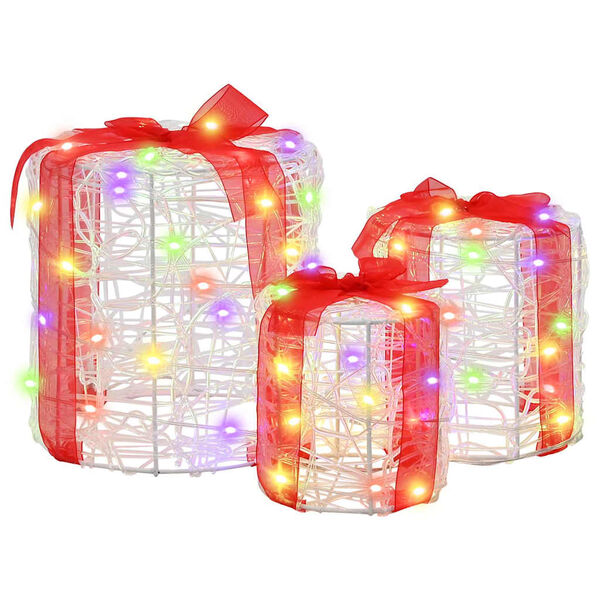 vidaXL Dekor av G&aring;va Box 3 pcs f&auml;rgstark 20 x 20 x 21 cm Akryl