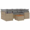 vidaXL Matgrupp f&ouml;r tr&auml;dg&aring;rden med dynor 7 delar beige konstrotting