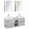 vidaXL Badrumsm&ouml;belset 5 pcs Betonggr&aring; Konstruerat tr&auml; och glas