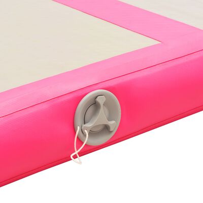 vidaXL Uppblåsbar gymnastikmatta med pump 800x100x10 cm PVC rosa